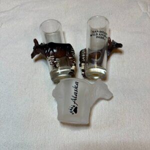 Unique Animal Souvenir Shot Glasses featuring San Diego Zoo and Alaska Bear